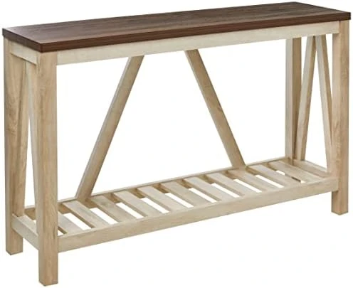 Walker Edison Modern Farmhouse Accent Entryway / Living Room End Table, 52 Inch, Color-Marble And Walnut 10 Walker Edison Modern Farmhouse Accent Entryway / Living Room End Table, 52 Inch, Color-Marble And Walnut - Image 8