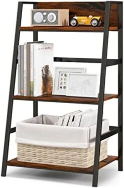Tangkula 3-Tier Ladder Bookshelf, Industrial Wooden Bookcase W/Metal Frame, Anti-Toppling Device, Freestanding Display Shelf Plant Stand, Storage Rack For Home Office Living Room Kitchen (1, 3-Tier) -Amazon Store 41KZbDUcDKL. AC