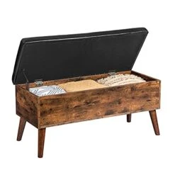 HOOBRO Storage Bench With Storage,End Of Bed Bench, Entryway Bench With Leather Seat, Flip Top Storage Chest, Bed End Stool In Hallway Living Room Bedroom, Supports 220 Lb, Rustic Brown BF97CW01G2 -Amazon Store 41KavEKozxL