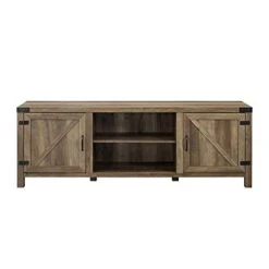 Pemberly Row 70" Farmhouse Barn Door Rustic Wood TV Stand Console With Storage In Rustic Oak -Amazon Store 41Kd9PFs9XL