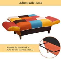 AMNOOL Colorful Sofa Bed Convertible Futon Sofa Bed Recliner Sofa With Adjustable Armrest Backrest And Wooden Legs For Small Spaces, Apartments, Dorms 12 AMNOOL Colorful Sofa Bed Convertible Futon Sofa Bed Recliner Sofa With Adjustable Armrest Backrest And Wooden Legs For Small Spaces, Apartments, Dorms -Amazon Store 41KeLNEpPJL