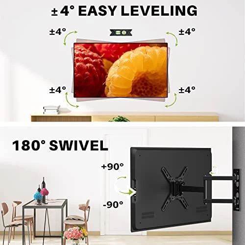 USX MOUNT Full Motion TV Monitor Wall Mount For Most 13-42 Inch Flat Curved Screen TVs & Monitors Up To 55lbs, Single Stud TV Mount Bracket Articulating Arms Swivel Tilt Extension, Max VESA 200x200mm 6 USX MOUNT Full Motion TV Monitor Wall Mount For Most 13-42 Inch Flat Curved Screen TVs & Monitors Up To 55lbs, Single Stud TV Mount Bracket Articulating Arms Swivel Tilt Extension, Max VESA 200x200mm - Image 4