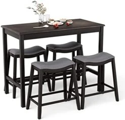 Giantex Dining Table Set For 4, Kitchen Counter Height Table W/ 4 Stools, 5 Piece Bistro Table Set, Rubber Wood Pub Dinette Set W/Upholstered Stools, Space-Saving Table Set For Small Spaces (Black) 13 Giantex Dining Table Set For 4, Kitchen Counter Height Table W/ 4 Stools, 5 Piece Bistro Table Set, Rubber Wood Pub Dinette Set W/Upholstered Stools, Space-Saving Table Set For Small Spaces (Black) -Amazon Store 41KkQq2dnOL. AC