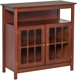 HOMCOM Sideboard Buffet Cabinet, Kitchen Cabinet With Open Shelf, Glass Doors And Adjustable Shelf, Accent Cabinet For Living Room, Cherry -Amazon Store 41KnKwgYpL. AC