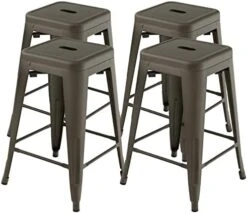 COSTWAY Metal Bar Stools Set Of 4, With Removable Back, 30'' Bar Height Stools With Rubber Feet, Stylish And Modern Chairs, For Kitchen, Dining Rooms, And Side Bar (Gun-Update, 30'') -Amazon Store 41KvIm1 CEL. AC