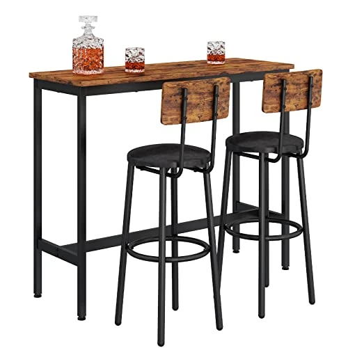 CALABASH Bar Table And Chairs Set For 2, 3 Pieces Pub Dining Table Set Counter Height Breakfast Table And 2 Bar Stools PU Upholstery Seat With Backrest For Kitchen, Apartment, Small Space (3, 43Inch) 3 CALABASH Bar Table And Chairs Set For 2, 3 Pieces Pub Dining Table Set Counter Height Breakfast Table And 2 Bar Stools PU Upholstery Seat With Backrest For Kitchen, Apartment, Small Space (3, 43Inch)