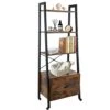 Babion Ladder Shelf, 4-Tier Ladder Bookshelf With Storage Cabinet, Rustic Brown Bookcase With Shelves, Storage Rack Plant Stand For Home, Bedroom, Office, 24 X 16 X 67.5 Inch (Wooden Doors)