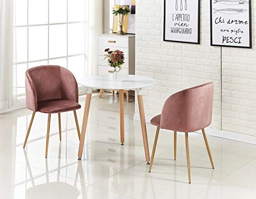 EGGREE Mid-Century Modern Accent Living Room Chair Upholstered Velvet Armchair Kitchen Dining Chair With Solid Steel Leg For Living Room Bedroom Reception Room Accent Furniture,Rose Pink 7 EGGREE Mid-Century Modern Accent Living Room Chair Upholstered Velvet Armchair Kitchen Dining Chair With Solid Steel Leg For Living Room Bedroom Reception Room Accent Furniture,Rose Pink - Image 5