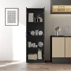 Revada 71" H Freestanding Wood Kitchen Pantry Storage Cabinet With 2 Pull Open Doors & 4 Shelves Color: Black Oak Material: Particle Board, Manufactured Wood Overall Dimensions:71 H X 23.5 W X 16.25 D 11 Revada 71" H Freestanding Wood Kitchen Pantry Storage Cabinet With 2 Pull Open Doors & 4 Shelves Color: Black Oak Material: Particle Board, Manufactured Wood Overall Dimensions:71 H X 23.5 W X 16.25 D -Amazon Store 41KzAwkcROL