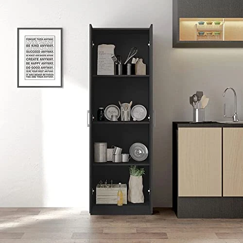 Revada 71" H Freestanding Wood Kitchen Pantry Storage Cabinet With 2 Pull Open Doors & 4 Shelves Color: Black Oak Material: Particle Board, Manufactured Wood Overall Dimensions:71 H X 23.5 W X 16.25 D 5 Revada 71" H Freestanding Wood Kitchen Pantry Storage Cabinet With 2 Pull Open Doors & 4 Shelves Color: Black Oak Material: Particle Board, Manufactured Wood Overall Dimensions:71 H X 23.5 W X 16.25 D - Image 3