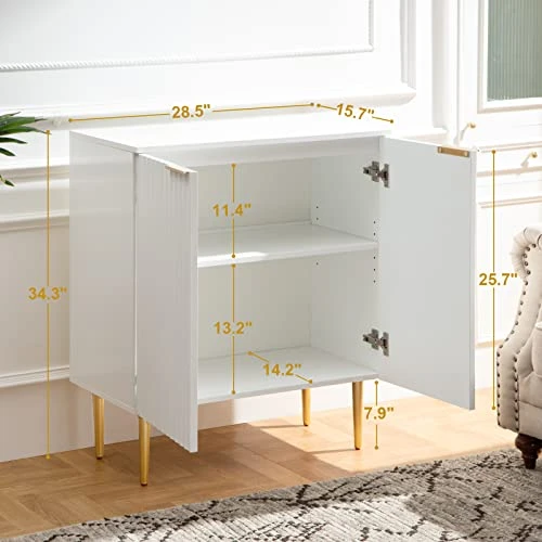 SICOTAS Buffet Cabinet Sideboard With Storage Kitchen Accent Cabinet With Doors And Adjustable Shelf, Modern Credenza Buffet Table Console Coffee Bar Cabinet For Entryway Living Dining Room, White 4 SICOTAS Buffet Cabinet Sideboard With Storage Kitchen Accent Cabinet With Doors And Adjustable Shelf, Modern Credenza Buffet Table Console Coffee Bar Cabinet For Entryway Living Dining Room, White - Image 2