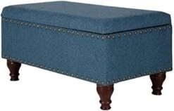 Homepop Home Decor | Upholstered Storage Bench With Nailhead Trim | Ottoman With Storage For Living Room & Bedroom | Decorative Home Furniture (Tan ) Large -Amazon Store 41L178iEl L. AC