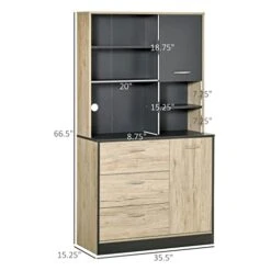 67" Freestanding Buffet, Kitchen Storage Cabinet With 3 Drawers, Cable Management, 4 Cubbies And 2 Cabinets. 11 67" Freestanding Buffet, Kitchen Storage Cabinet With 3 Drawers, Cable Management, 4 Cubbies And 2 Cabinets. -Amazon Store 41L64VfdCvL 7
