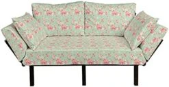 Ambesonne Striped Futon Couch, Retro Wavy Leaf Lines With Digital Effects Unusual Repeating Fresh Floral Essence Print, Daybed With Metal Frame Upholstered Sofa For Living Dorm, Loveseat, Green -Amazon Store 41L7y1nsM4L. AC