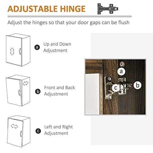 HOMCOM Industrial Sideboard Buffet Cabinet, Kitchen Cabinet, Coffee Bar Cabinet With Adjustable Shelves, Glass Doors, And 2 Drawers For Living Room, Brown 8 HOMCOM Industrial Sideboard Buffet Cabinet, Kitchen Cabinet, Coffee Bar Cabinet With Adjustable Shelves, Glass Doors, And 2 Drawers For Living Room, Brown - Image 6