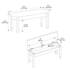 BOWERY HILL Wood Dining Bench In Smokey White And Gray -Amazon Store 41LDRU7nbbL