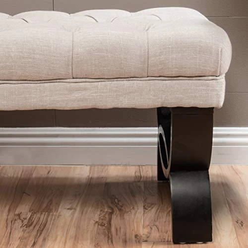 Christopher Knight Home Scarlett Tufted Fabric Ottoman / Bench, Light Beige 5 Christopher Knight Home Scarlett Tufted Fabric Ottoman / Bench, Light Beige - Image 3