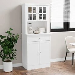AIEGLE Large Kitchen Pantry Storage Cabinet, Kitchen Storage Cupboard With Doors, Adjustable Shelves & Open Hutch For Microwave, Freestanding Utility Storage Cabinet, White (30"W X 17.7"D X 69.3"H) 13 AIEGLE Large Kitchen Pantry Storage Cabinet, Kitchen Storage Cupboard With Doors, Adjustable Shelves & Open Hutch For Microwave, Freestanding Utility Storage Cabinet, White (30"W X 17.7"D X 69.3"H) -Amazon Store 41LQnso3VoL