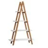 Knocbel 4-Tier Bamboo Ladder Shelf Storage Shelves Display Rack, Bookcase Plant Flower Pots Stand, 22 Lbs Capacity Of Each Tier, 31.49" L X 11.73" W X 53.54" H (White And Brown) -Amazon Store 41LT4bROjaL