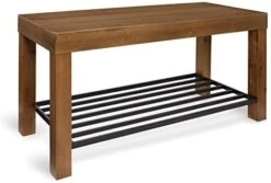 Kate And Laurel Jeran Rustic Farmhouse Bench With Iron Shoe Shelf, 36" X 14" X 20", White, Chic Entry Bench For Decor Or Storage 12 Kate And Laurel Jeran Rustic Farmhouse Bench With Iron Shoe Shelf, 36" X 14" X 20", White, Chic Entry Bench For Decor Or Storage -Amazon Store 41LUVux sfL. AC