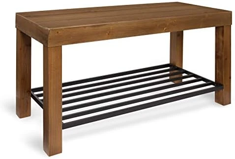 Kate And Laurel Jeran Rustic Farmhouse Bench With Iron Shoe Shelf, 36" X 14" X 20", White, Chic Entry Bench For Decor Or Storage 7 Kate And Laurel Jeran Rustic Farmhouse Bench With Iron Shoe Shelf, 36" X 14" X 20", White, Chic Entry Bench For Decor Or Storage - Image 5