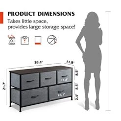 WLIVE Dresser For Bedroom With 5 Drawers, Wide Chest Of Drawers, Fabric Dresser, Storage Organizer Unit With Fabric Bins For Closet, Living Room, Hallway, Nursery, Dark Grey -Amazon Store 41LWZSvJdRL