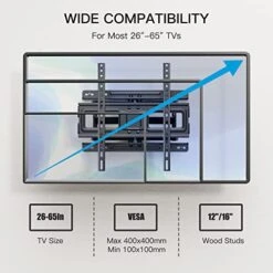 TV Wall Mount Full Motion Articulating Swivel Extension For Most 26-65 Inch Flat Curved TVs With Max VESA 400x400mm Up To 88lbs, Wall Mount TV Bracket Fits 12,16 Inch Wood Stud By Pipishell 12 TV Wall Mount Full Motion Articulating Swivel Extension For Most 26-65 Inch Flat Curved TVs With Max VESA 400x400mm Up To 88lbs, Wall Mount TV Bracket Fits 12,16 Inch Wood Stud By Pipishell -Amazon Store 41LWaHBTe4L
