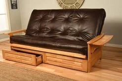 Jerry Sales Queen Size Phoenix Wood Frame, Drawers And 8 Inch Mattress Set Honey Brown Finish W/Folding Trays Living Room (Frame W/Cappiccinod Mattress W/Drawers)