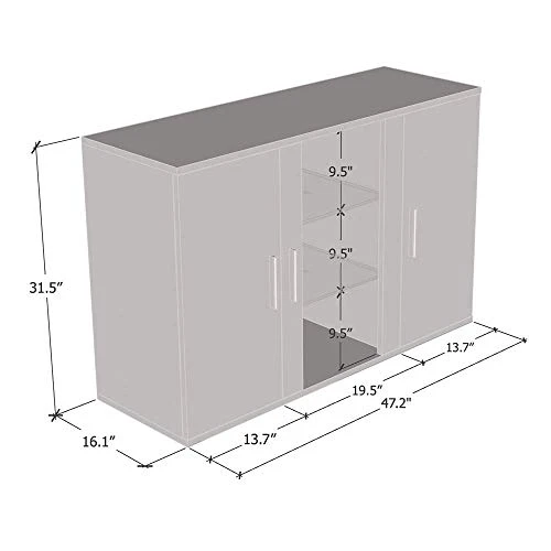 MEBLE FURNITURE & RUGS Soho S7 3D Modular Modern 47" Wide Sideboard Black 4 MEBLE FURNITURE & RUGS Soho S7 3D Modular Modern 47" Wide Sideboard Black - Image 2