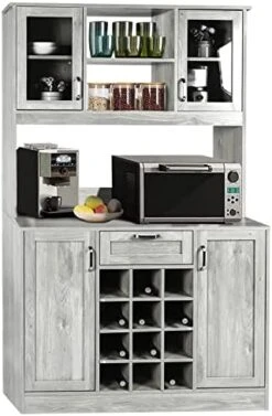 GENERIC OKL Kitchen Pantry Storage Cabinet, Traditional 71" Freestanding Kitchen Buffet With Hutch With Countertop & Shelves, Kitchen Pantry Cupboard Cabinets With Wine Rack Drawer For Home Hallway(Gery) -Amazon Store 41LaxhObxhL. AC