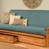 Kodiak Furniture Monterey Futon Set With Storage Drawers, With Butternut Base And Linen Aqua Mattress