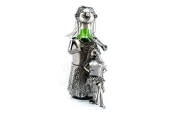 WINE BODIES Lady Hair Dresser Metal Wine Bottle Holder, Charcoal