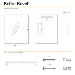 Better Bevel 30" X 40" Frameless Rectangle Bathroom Wall Mirror | Polished Edge -Amazon Store 41Ljw25ZaES