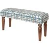 GENERIC Geometric Patterned Traditional Bench 18" H X 45" W 15" D Blue Orange White Modern Contemporary Transitional Pattern Fabric Foam Polished Handmade