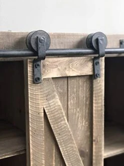Sliding Barn Door Wall Storage Cabinet Freestanding Console Cabinet Buffet Modern Farmhouse Sideboard Organizer Distressed Furniture Wood Fully Assembled Shabby Chic 29.1 X 12.4 X 31.9 Inches (Brown) -Amazon Store 41LmQltjm5L