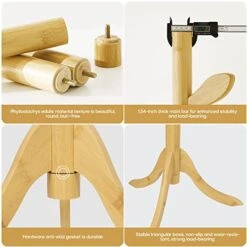 Coat Rack Freestanding Bamboo Coat Tree Rack With 8 Leaf Hooks, 3-Size Height Adjustable For Adults & Kids, Clothes Hanger Stand For Jacket, Hat, Entryway/Hallway/Corner/Bedroom, Natural -Amazon Store 41LsDI2N4UL