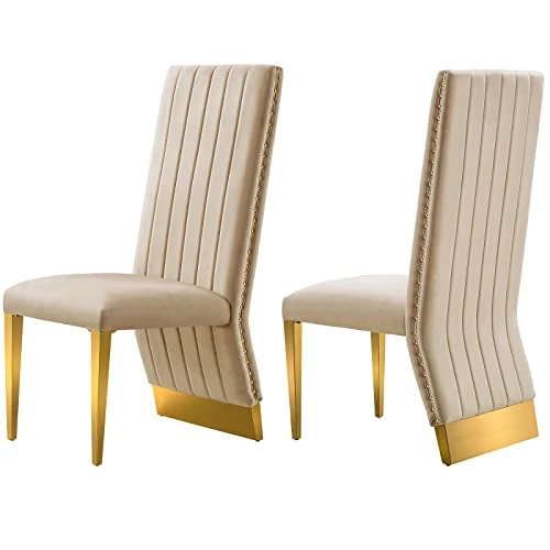 AZhome Dining Chairs With Nail Head Trim, Modern Upholstered Velvet Dining Room Chairs In Lovely Color Tufted And Gold Stainless Steel, Set Of 2 3 AZhome Dining Chairs With Nail Head Trim, Modern Upholstered Velvet Dining Room Chairs In Lovely Color Tufted And Gold Stainless Steel, Set Of 2