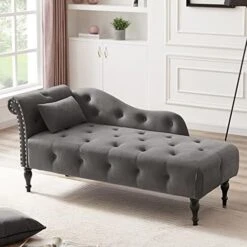 KIVENJAJA Velvet Chaise Lounge Indoor, 60” Tufted Upholstered Lounge Chair With Pillow & Rolled Arm Nailhead Trim For Bedroom Living Room Office, Burgundy 22 KIVENJAJA Velvet Chaise Lounge Indoor, 60” Tufted Upholstered Lounge Chair With Pillow & Rolled Arm Nailhead Trim For Bedroom Living Room Office, Burgundy -Amazon Store 41Lz8QbKPUL. AC