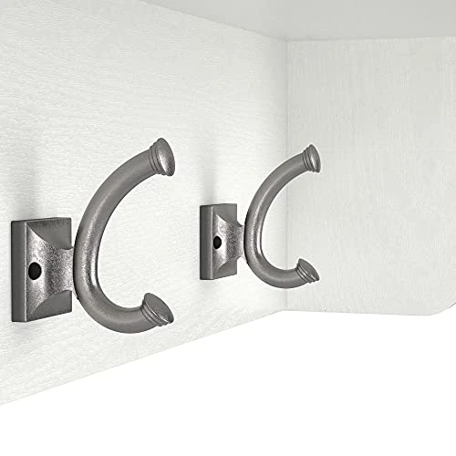 Bush Furniture Woodland Entryway Bench With Doors And Wall Mounted Coat Rack, 40W, White Ash 6 Bush Furniture Woodland Entryway Bench With Doors And Wall Mounted Coat Rack, 40W, White Ash - Image 4