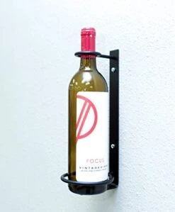 VintageView Wall Series Perch - 1 Bottle Wall Mounted Vertical Wine Bottle Rack (Satin Black) - Stylish Modern Wine Storage With Label Forward Design (Black)