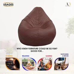 Ample Decor Leather Bean Bag Cover (No Filling), Plush Toys Storage Soft Leatherette, Water Resistant, Durable Construction Sturdy Zipper, Ideal For Teenagers, Adults – Tan Brown -Amazon Store 41MTzuC58lL