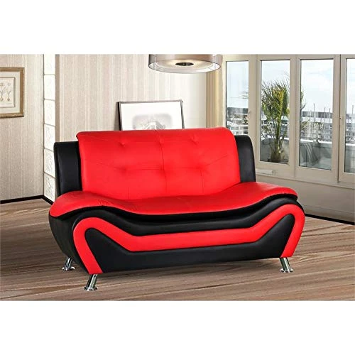 Home Square 3 Piece Living Room Set With Sofa Loveseat And Armchair In Black/Red 3 Home Square 3 Piece Living Room Set With Sofa Loveseat And Armchair In Black/Red