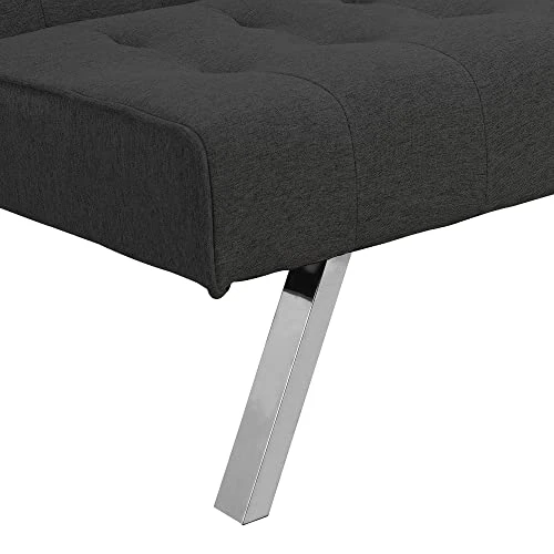 ERYE Upholstered Futon Sofa Sitting Space Loveseat Convertible Sleeper Couch Bed For Apartment Office Home Gym Living Room Furniture Sets Sofabed, Dark Grey 5 ERYE Upholstered Futon Sofa Sitting Space Loveseat Convertible Sleeper Couch Bed For Apartment Office Home Gym Living Room Furniture Sets Sofabed, Dark Grey - Image 3