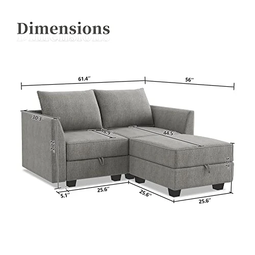 HONBAY Reversible Sectional Sofa With Chaise Modern Fabric Modular Sofa Couch With Ottoman L Shaped Couch With Storage Seat For Small Space, Grey 4 HONBAY Reversible Sectional Sofa With Chaise Modern Fabric Modular Sofa Couch With Ottoman L Shaped Couch With Storage Seat For Small Space, Grey - Image 2