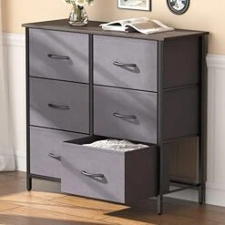 Lifewit Small Dresser For Bedroom, 3 Drawer Nightstand With Removable Fabric Bins, Storage Chest Of Drawers For Closet Bedside Nursery Laundry Living Room, Sturdy Steel Frame&Wood Tope, Dark Grey -Amazon Store 41MgsXoqYPL. AC
