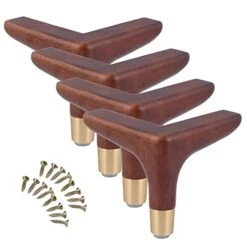 4 Pack Woodenniture Legs, Replacement Solid Wooden Sofa Legs, Sofa Wooden Feet, For Table Dresser Cabinets Cupboard Sofa Stool, Can Bear 600 Kg/a/138Mm