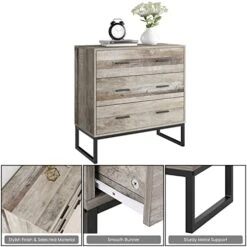 FOTOSOK Wide Dresser For Bedroom, 3 Drawer Dresser With 2 Handles, Chest Of Drawers With Metal Frame For Home Office, 31.5L X 15.6W X 32.3H -Amazon Store 41MnL57oeiL