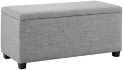 Amazon Basics Upholstered Storage Ottoman And Entryway Bench, 35.5"W X 16.5"D X 17"H, Light Gray -Amazon Store 41Mrg0PbCJL. AC