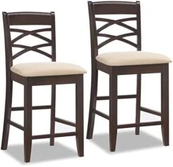 Leick Home 10184-GSMH Wood Double Cross Back Dining Chair, Set Of 2, Graystone With Moss Heather Seat -Amazon Store 41MzZFsZ7hL. AC