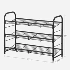 SONGMICS Stackable Shoe Rack, 3-Tier Shoe Rack Storage Organizer, Holds Up To 12 Pairs, Steel, 27 X 10.8 X 19.5 Inches, For High Heels, Sneakers, Slippers, In The Entryway, Closet, Black ULMR066B01 -Amazon Store 41N0v91FcrL